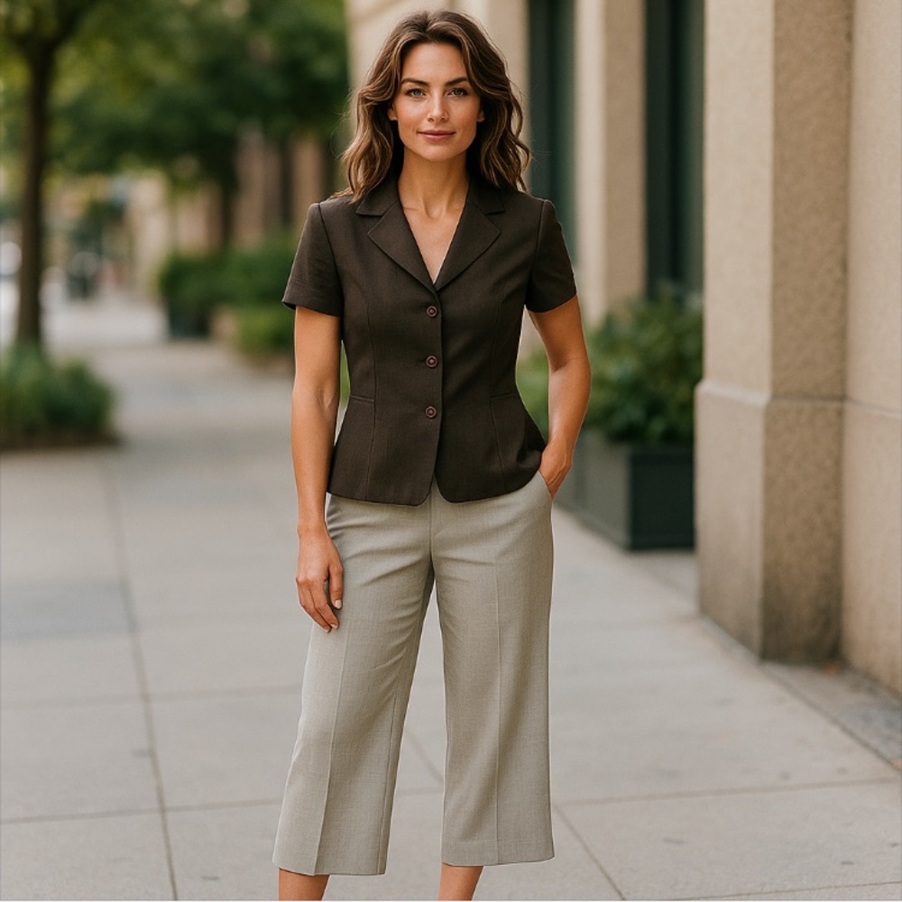 3/$25 Mossimo Plaid Tan Wide Crop Dress Pants Size 4